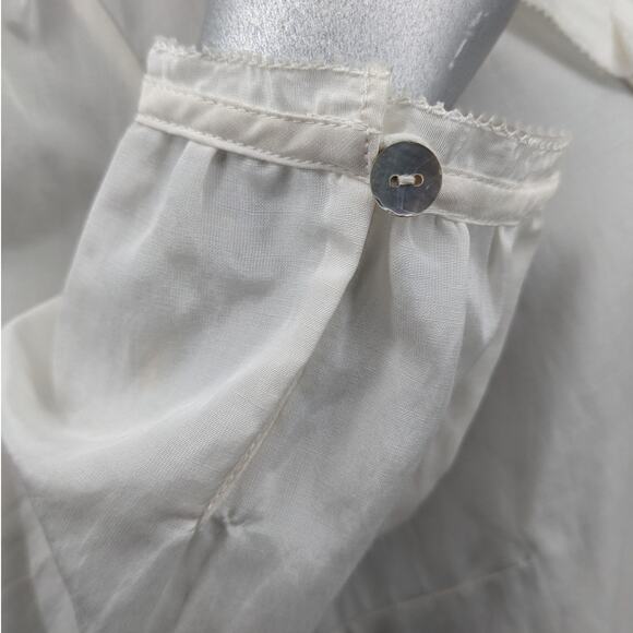 CHICO'S RUFFLED SHIRT BLOUSE TOP ~ White Silk & Cotton ~ XL Size 3 ~ Long Sleeve - Picture 5 of 10